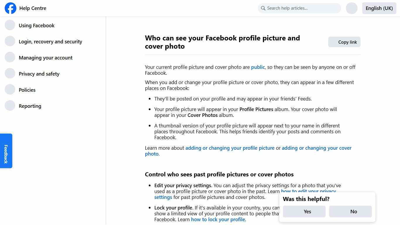 Who can see your Facebook profile picture and cover photo | Facebook Help Centre