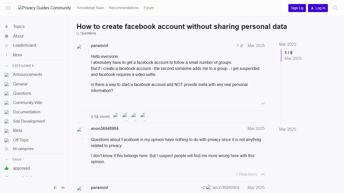 How to create facebook account without sharing personal data - Questions - Privacy Guides Community