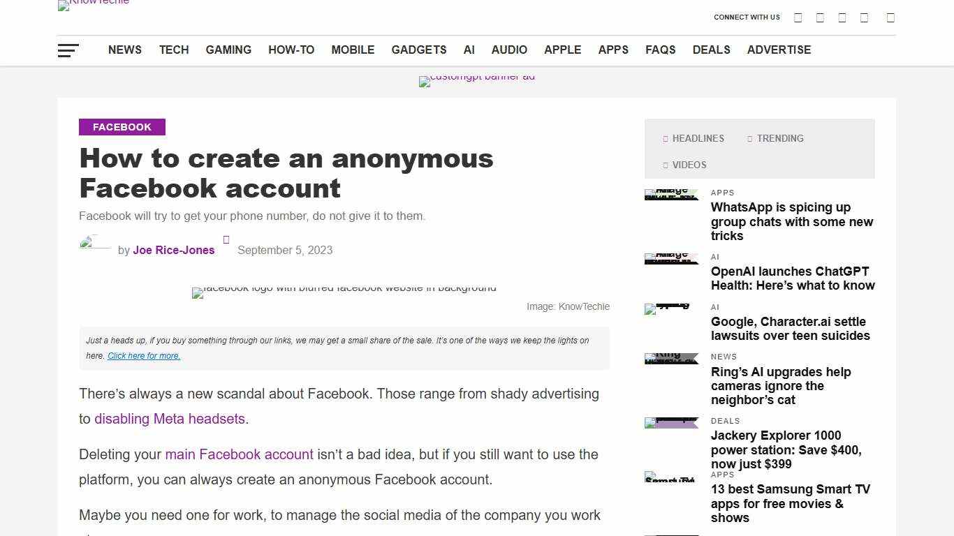 How to create an anonymous Facebook account